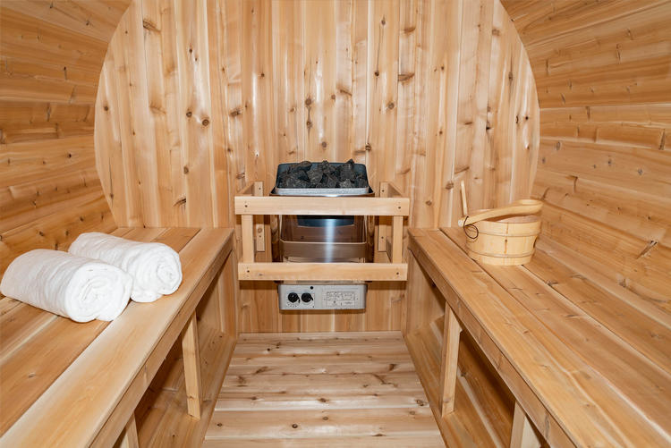 Canadian timber collection barrel sauna Harmony leisurecraft europe electric heater