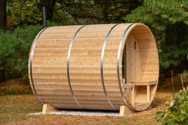 Canadian timber collection Serenity leisurecraft europe white cedar outdoor barrel sauna