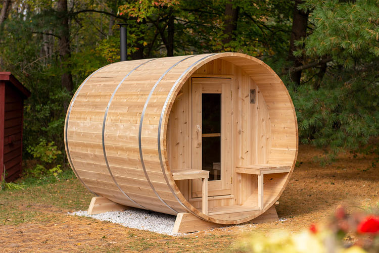 Canadian timber collection round leisurecraft europe white cedar outdoor sauna