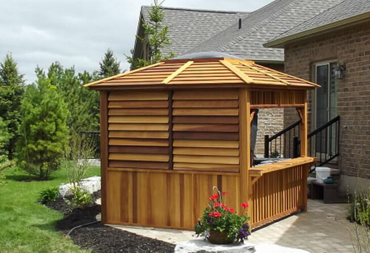 Dundalk leisurecraft europe red cedar gazebo echoe privacy louver wall