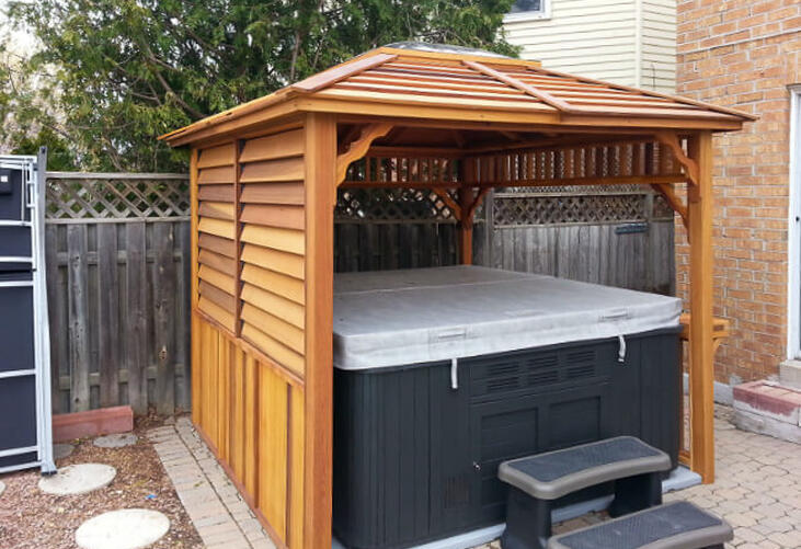 Dundalk leisurecraft europe red cedar gazebo echoe louver walls for extra privacy