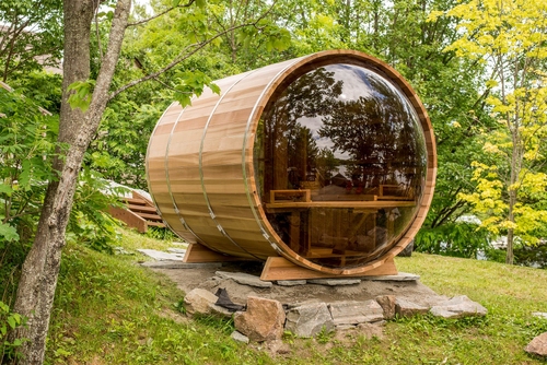 Pauschalangebote Fass-Sauna Panoramablick Ø213cm x L310cm