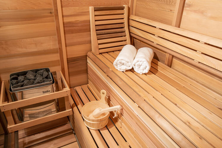 Pure cube collection 215cm leisurecraft europe canadian cedar indoor sauna