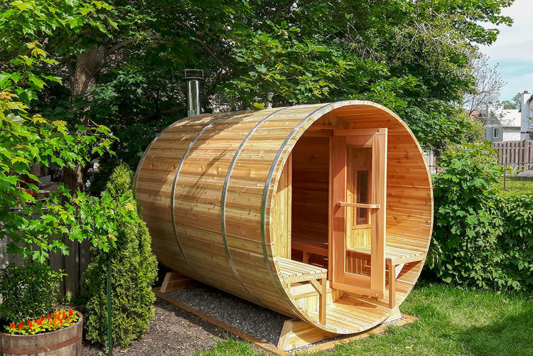 Dundalk leisurecraft europe barrel sauna knotty outdoor saunas