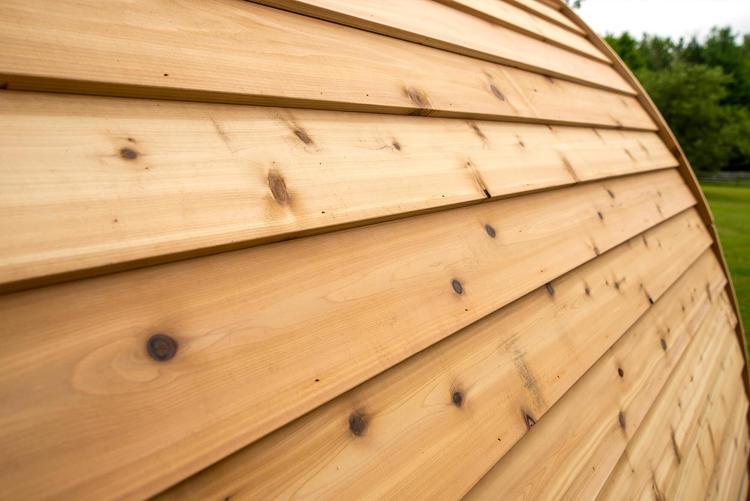 Dundalk Leisurecraft europe mini POD sauna knotty western red cedar bevel siding roof