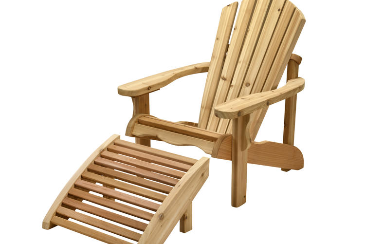 Leisurecraft Europe Adirondack chair with footrest red cedar knotty