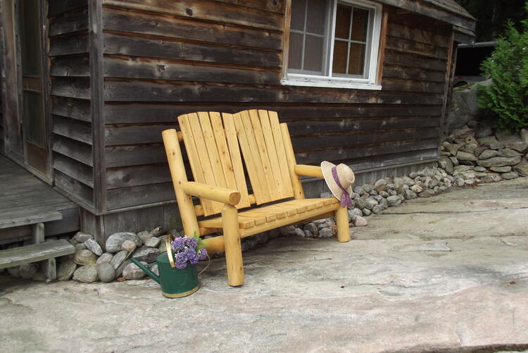 Adirondack log twoseat bench solid white cedar