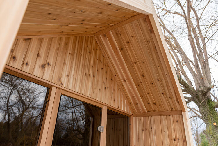 Pure Cube Collection red cedar knotty sauna interior