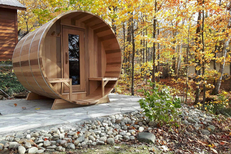 Dundalk leisurecraft europe clear red cedar barrel sauna