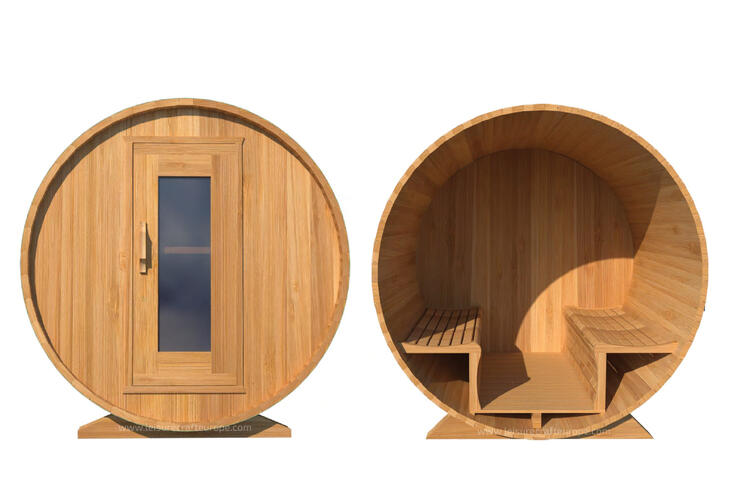 Barrel-sauna-knotty-red-cedar-with-signature-benches