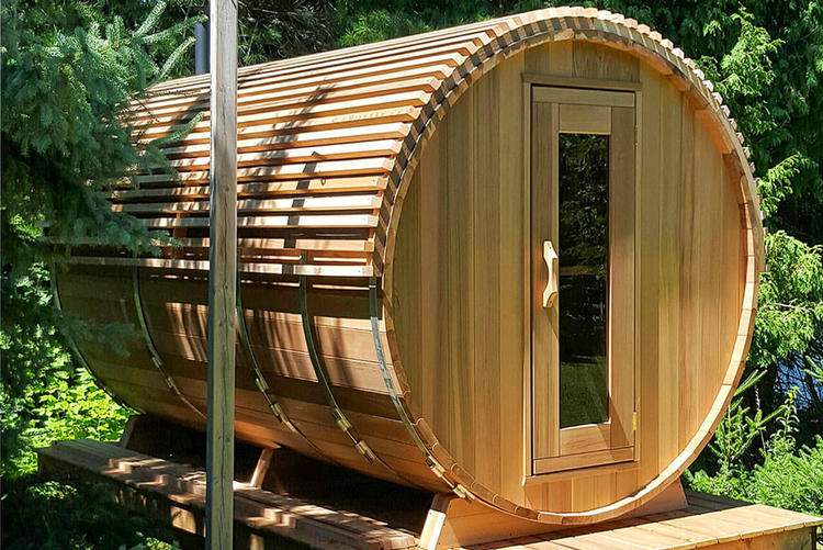 Dundalk-leisurecraft-europe-clear-red-cedar-barrel-sauna-design-roof
