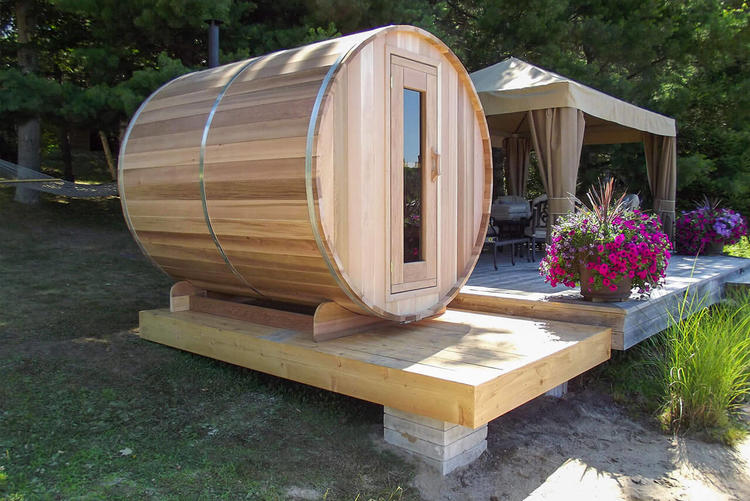 Dundalk-leisurecraft-europe-clear-red-cedar-barrel-sauna-solid-construction