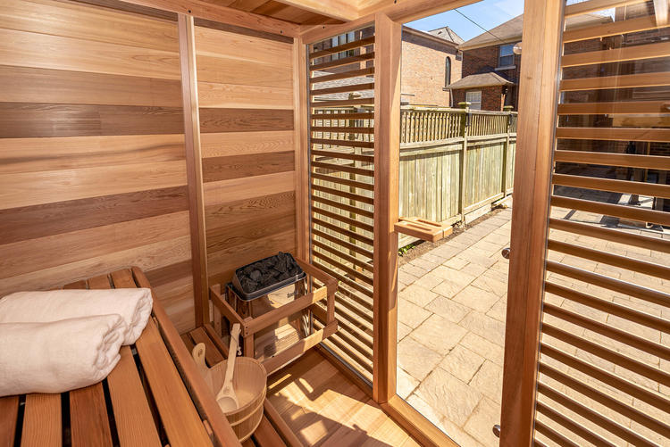 Leisurecraft Europe Dundalk pure cube outdoor sauna panoramic view