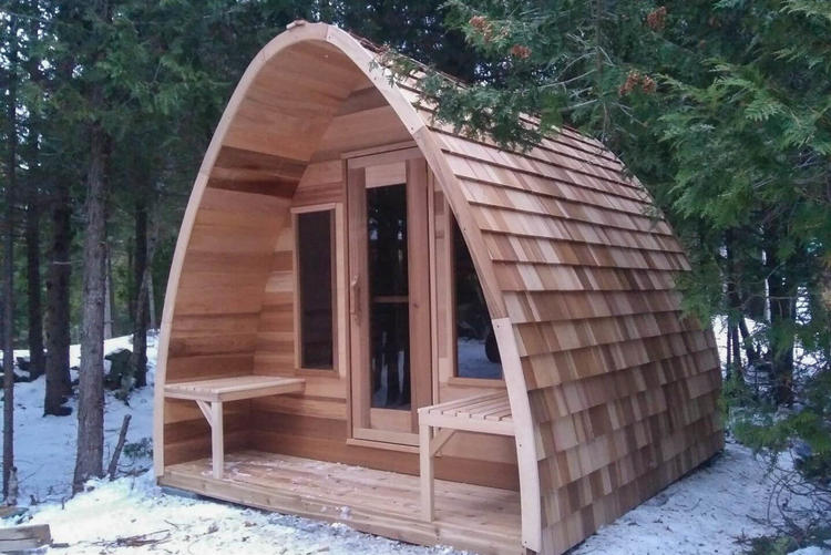 Dundalk Leisurecraft europe POD shaped sauna clear western red cedar