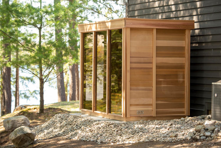 Pure Cube red cedar outdoor sauna leisurecraft europe canadian cedar