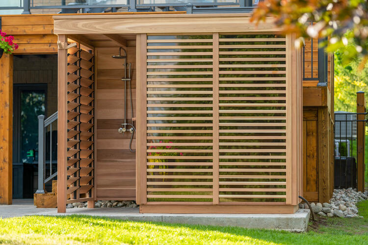 Leisurecraft Europe Dundalk pure cube outdoor sauna red cedar made in canada