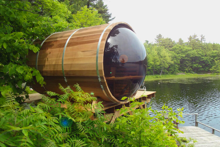 Dundalk leisurecraft europe clear red cedar panoramic view saunas