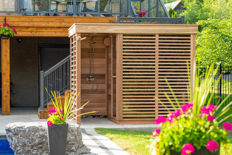 Leisurecraft Europe Dundalk pure cube outdoor saunas red cedar