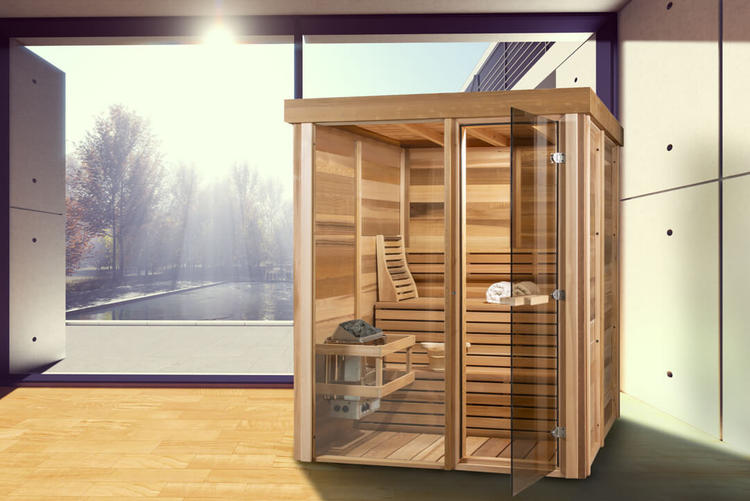 Pure cube collection leisurecraft europe red cedar indoor sauna