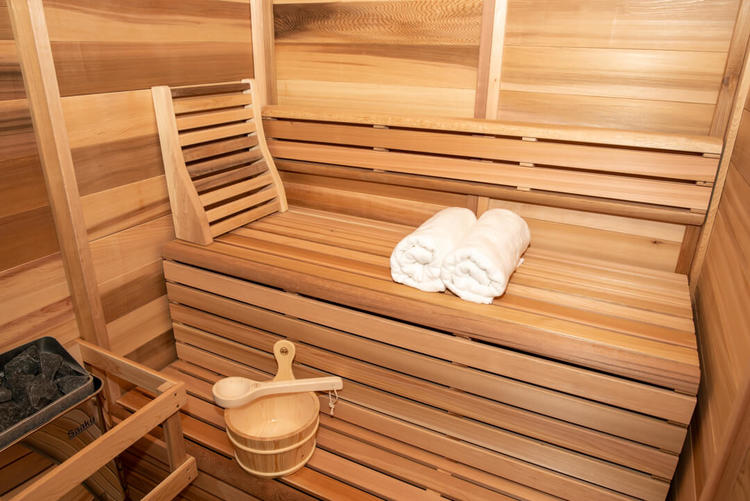 Pure cube collection leisurecraft europe red cedar sauna