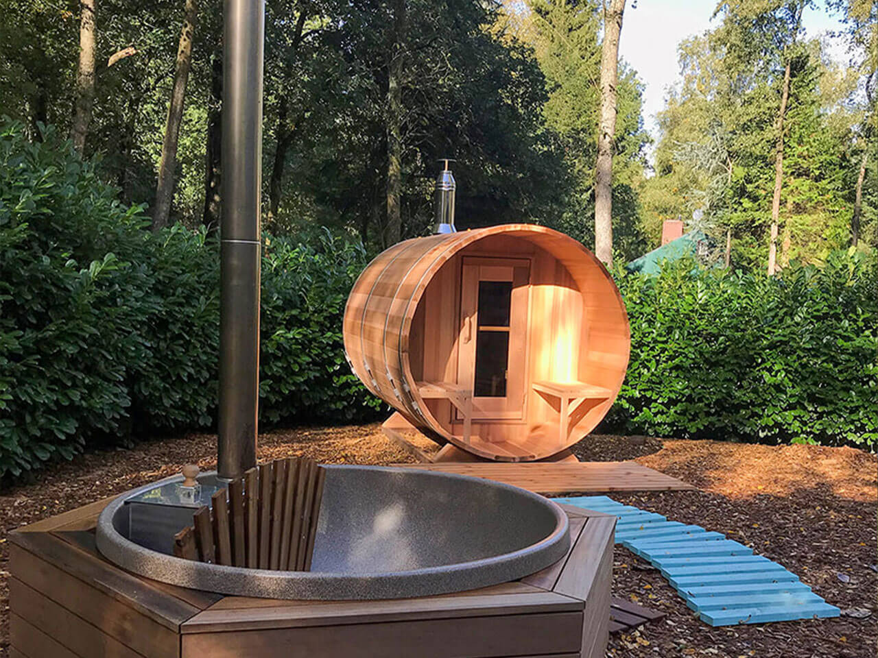 Package Deal Barrel Sauna Ø213cm x L310cm | Leisurecraft Europe