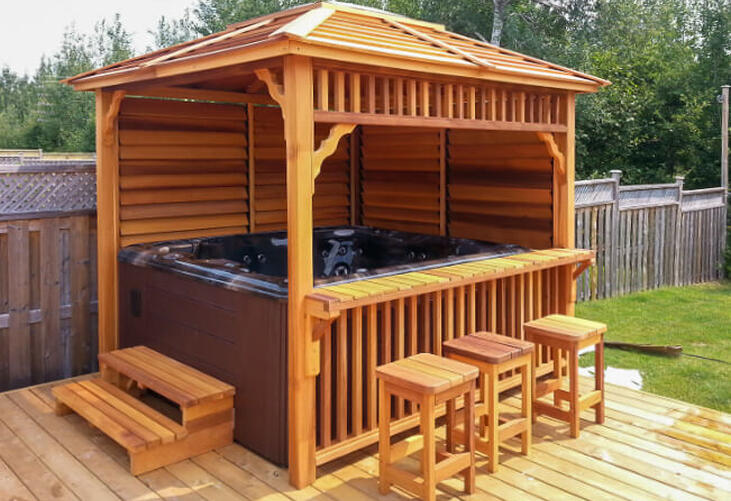 Dundalk leisurecraft europe red cedar gazebo echoe hottub wellness bar